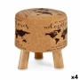 Puff Mappamondo Marrone Sughero Legno MDF 28 x 28 x 28 cm (4 Unità)