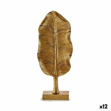 Statua Decorativa Foglia della pianta Dorato 6,5 x 33,3 x 10 cm (12 Unità)