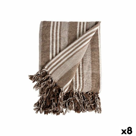 Foulard Multiuso Righe 235 x 205 cm Bianco Beige (8 Unità)