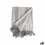 Foulard Multiuso Righe 235 x 205 cm Bianco Grigio (8 Unità)