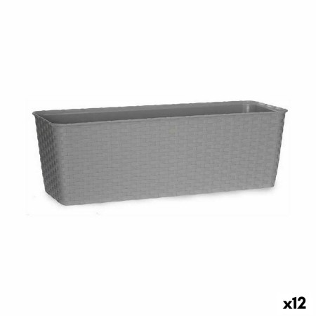 Vaso rettangolare da Balcone Stefanplast Grigio Plastica 18 x 16 x 49 cm (12 Unità)