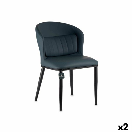 Poltrona Rotondo Azzurro Nero Acciaio 51 x 83,5 x 54 cm (2 Unità)