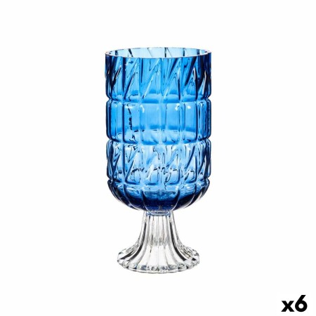 Vaso Intaglio Azzurro Cristallo 13 x 26,5 x 13 cm (6 Unità)