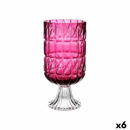 Vaso Intaglio Rosa scuro Cristallo 13 x 26,5 x 13 cm (6 Unità)