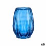 Vaso Intaglio Rombos Azzurro Cristallo 13,5 x 19 x 13,5 cm (6 Unità)