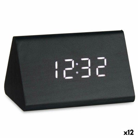 Orologio Digitale da Tavolo Nero PVC Legno MDF 11,7 x 7,5 x 8 cm (12 Unità)