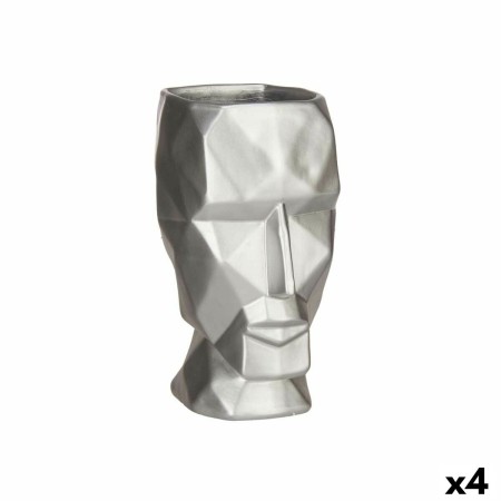 Vaso 3D Viso Argentato Poliresina 12 x 24,5 x 16 cm (4 Unità)