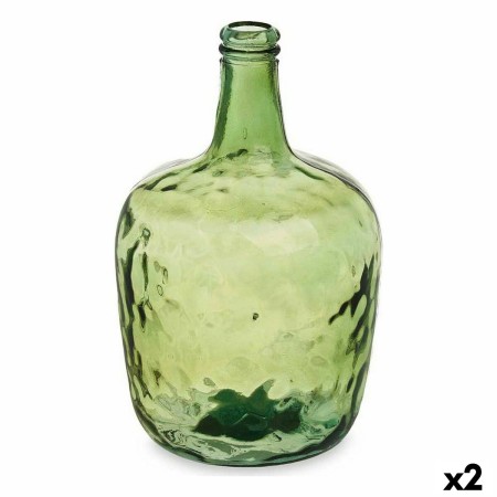 Bottiglia Liscio Decorazione Verde 22 x 37,5 x 22 cm (2 Unità)