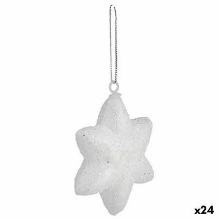 Set di Addobbi di Natale Stella Bianco 6,5 x 6,5 x 2 cm (24 Unità)