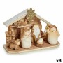 Presepe di Natale Bianco Marrone Grigio Legno Ceramica 8,5 x 16 x 22,5 cm (8 Unità)