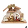 Presepe di Natale Marrone Rosso Grigio Legno Ceramica 20 x 14,5 x 8 cm (8 Unità)