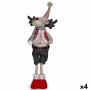 Statua Decorativa Renna di Natale Rosso Grigio Poliestere 13 x 65 x 18 cm (4 Unità)