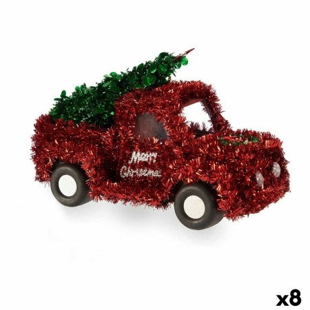 Statua Decorativa Flatbed truck Tinsel Rosso Verde polipropilene PET 15 x 18 x 27 cm (8 Unità)