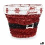 Statua Decorativa Cestino Tinsel Bianco Rosso polipropilene PET 27 x 22 x 27 cm (8 Unità)