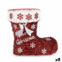 Statua Decorativa Stivale Tinsel Bianco Rosso polipropilene PET 26 x 27 x 14 cm (8 Unità)