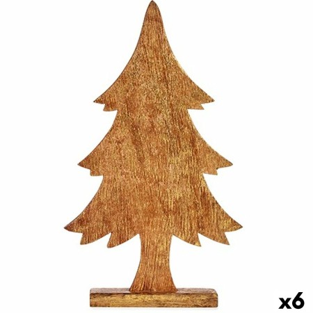 Statua Decorativa Albero di Natale Dorato Legno 5,1 x 49,5 x 25,5 cm (6 Unità)