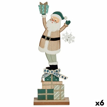 Statua Decorativa Babbo Natale Verde Legno 7 x 40 x 14 cm (6 Unità)