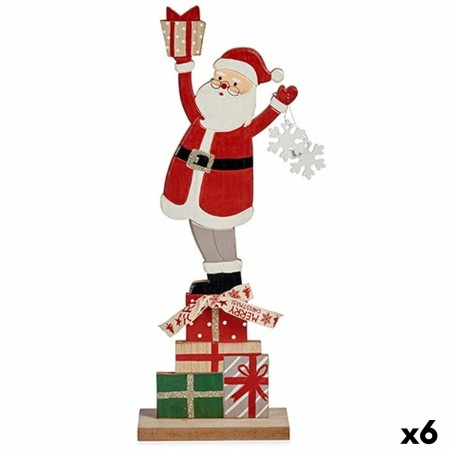 Statua Decorativa Babbo Natale Bianco Rosso Grigio Legno 7 x 40 x 14 cm (6 Unità)