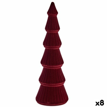 Albero di Natale Velluto Rosso Granato Legno 11 x 34 x 11 cm (8 Unità)