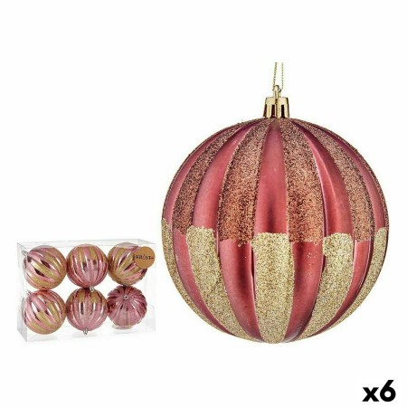 Set di palline di Natale 10 cm Rosa Dorato Plastica (6 Unità)