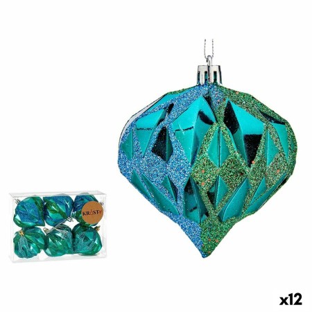 Set di palline di Natale Diamante Azzurro Plastica 8 x 9 x 8 cm (12 Unità)