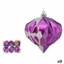 Set di palline di Natale Diamante Viola Argentato Plastica 8 x 9 x 8 cm (12 Unità)