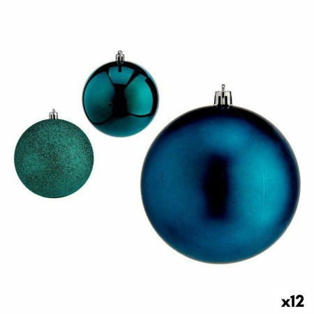 Set di palline di Natale Azzurro Plastica 10 x 11 x 10 cm (12 Unità)