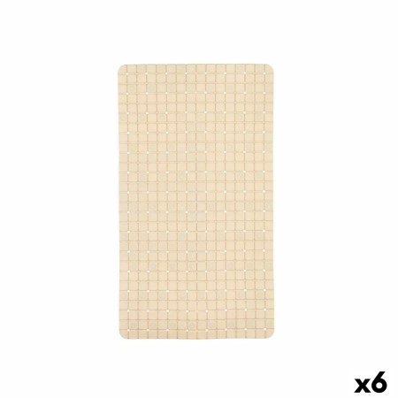 Tappetino Antiscivolo da Doccia Quadri Beige PVC 67,7 x 38,5 x 0,7 cm (6 Unità)