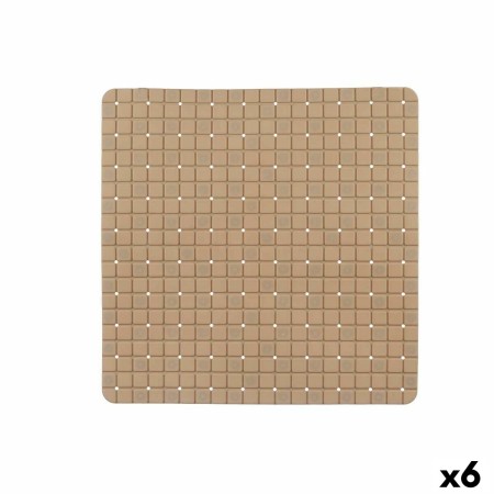 Tappetino Antiscivolo da Doccia Quadri Beige PVC 50,3 x 50,3 x 0,7 cm (6 Unità)