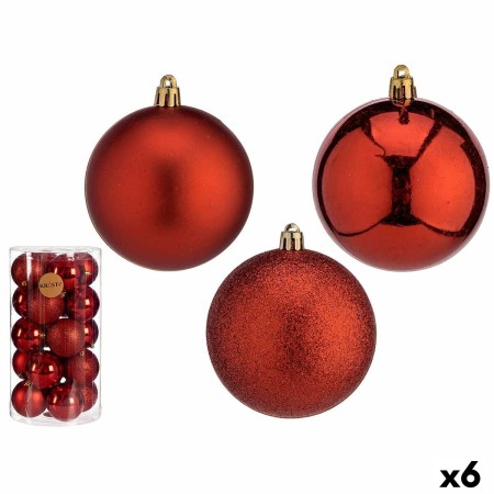 Set di palline di Natale Rosso Plastica Ø 8 cm (6 Unità)