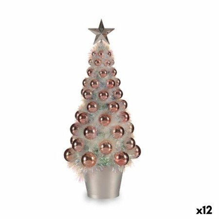 Statua Decorativa Albero di Natale Rosa polipropilene PET 16 x 37,5 x 16 cm (12 Unità)