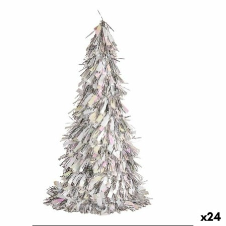 Statua Decorativa Albero di Natale Tinsel Argentato polipropilene PET 24 x 46 x 24 cm (24 Unità)