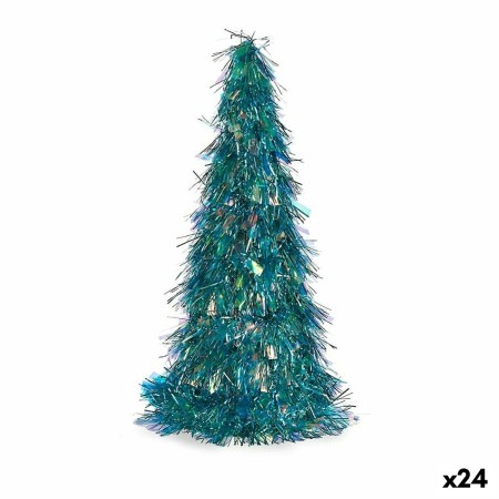 Statua Decorativa Albero di Natale Tinsel Azzurro polipropilene PET 24 x 46 x 24 cm (24 Unità)