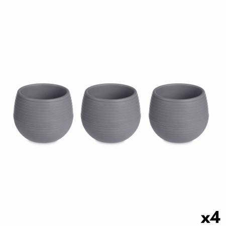 Set di Vasi Antracite Plastica 16,5 x 16,5 x 14,5 cm (4 Unità)