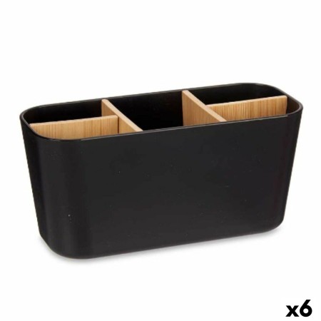 Portaspazzolini da Denti Nero Bambù polipropilene 21 x 10 x 9 cm (6 Unità)