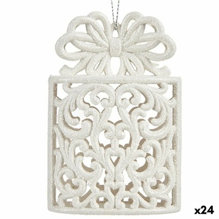 Decorazione Natalizia Pacco Regalo Bianco Plastica Porporina 7,4 x 12 x 4 cm (24 Unità)