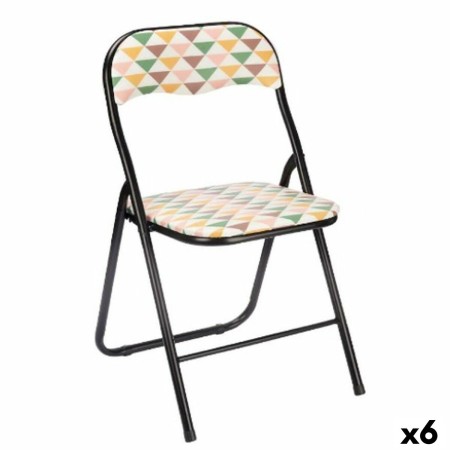 Sedia Pieghevole Geometric Nero PVC Metallo 43 x 46 x 78 cm (6 Unità)