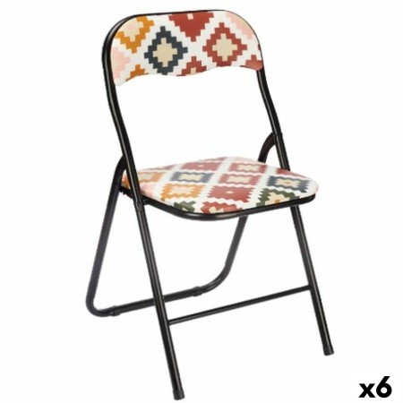 Sedia Pieghevole Boho Chic Nero PVC Metallo 43 x 46 x 78 cm (6 Unità)