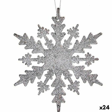 Decorazione Natalizia Fiocchi di neve Argentato Plastica Porporina 15 x 15 x 0,2 cm (24 Unità)