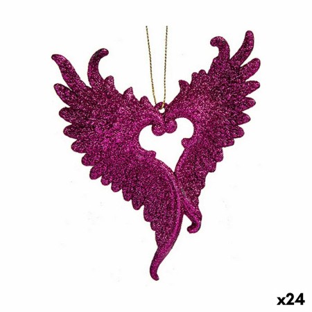 Decorazione Natalizia Ali d'Angelo Fucsia Plastica Porporina 12 x 13 x 2,5 cm (24 Unità)