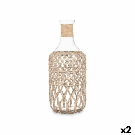 Bottiglia Decorativa Trasparente Naturale Vetro Corda 19 x 48 cm (2 Unità)