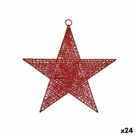 Decorazione Natalizia Stella Rosso Metallo 30 x 32 x 0,5 cm (24 Unità)