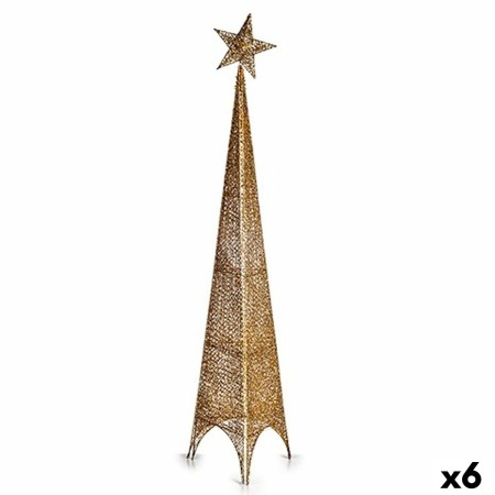 Albero di Natale Torre Stella Dorato Metallo Plastica 28 x 127 x 28 cm (6 Unità)