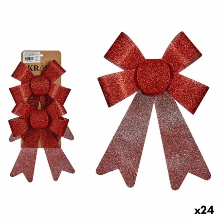 Set di Addobbi di Natale Fiocco Rosso PVC 15 x 2 x 17 cm (24 Unità)