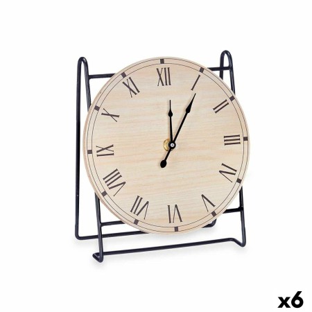 Orologio da Tavolo Nero Metallo Legno MDF 19 x 21 x 9 cm (6 Unità)