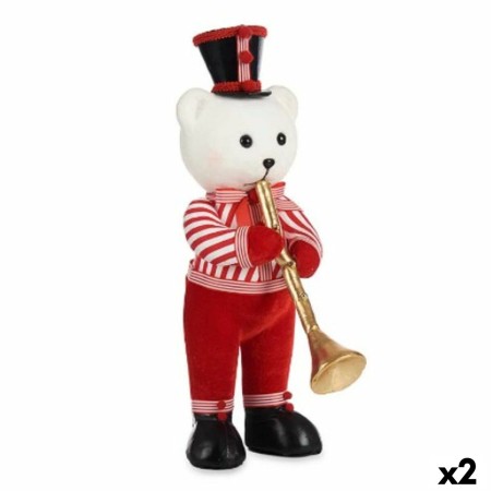 Statua Decorativa Orso Tromba Bianco Nero Rosso polistirene 15 x 46 x 25 cm (2 Unità)