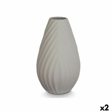 Vaso Righe Grigio Ceramica 29 x 41 x 29 cm (2 Unità)