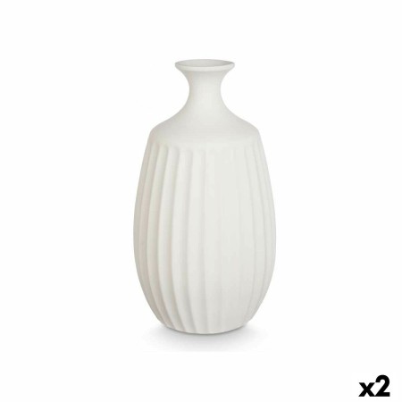 Vaso Bianco Ceramica 21 x 39 x 21 cm (2 Unità)