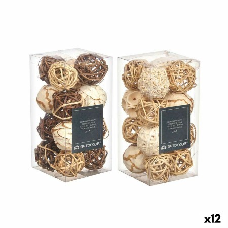 Set di palline decorative Bianco Marrone (12 Unità)