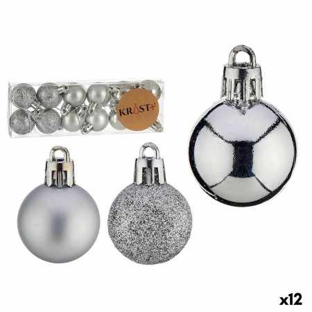 Set di palline di Natale Argentato PVC Ø 3 cm (12 Unità)